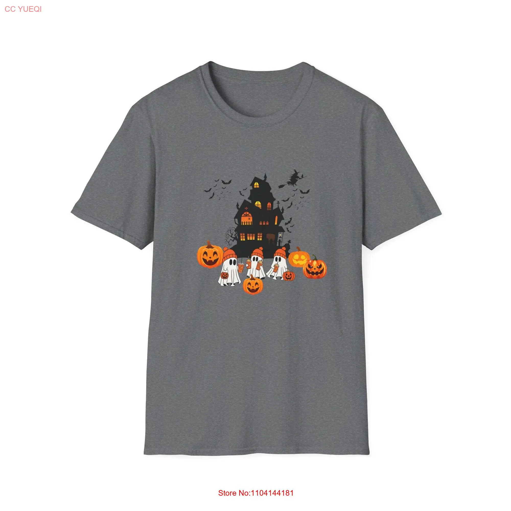 Spooky House Soft style T Shirt Trick or Treat Halloween Witch and pumpkins long or short sleeves