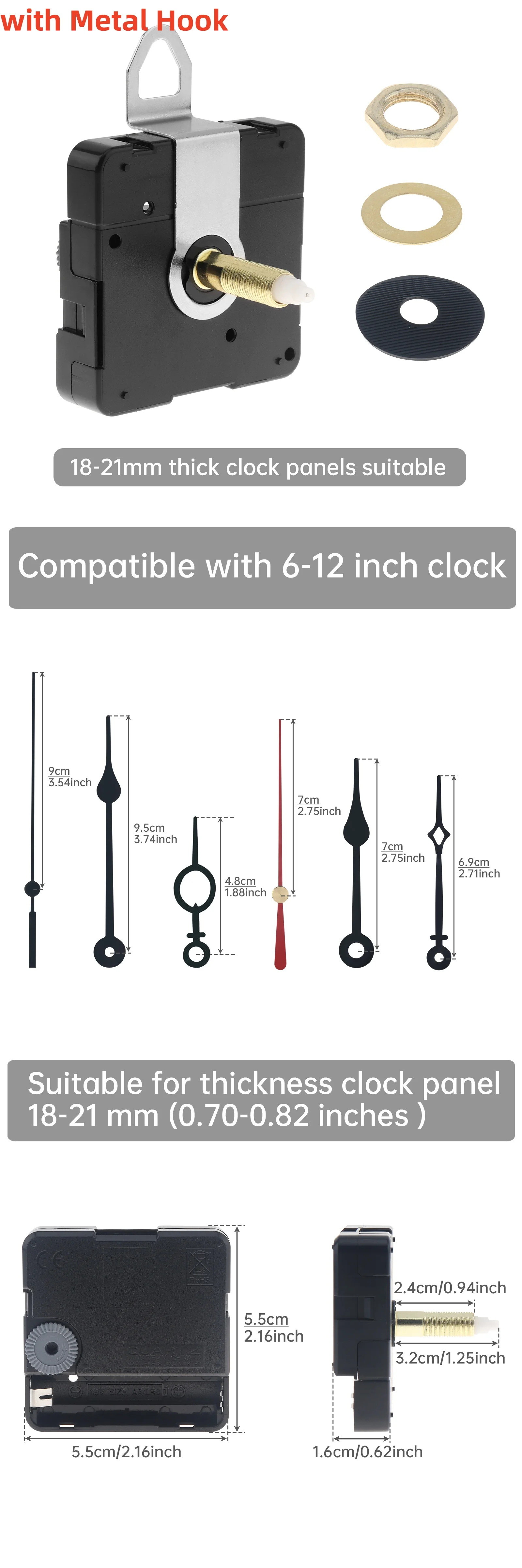 NONE Quarzbatteriebetriebene, leise Wanduhr-Bewegungsmechanismen für Heimwerker/Reparatur, Ersatz von Uhrenteilen 3