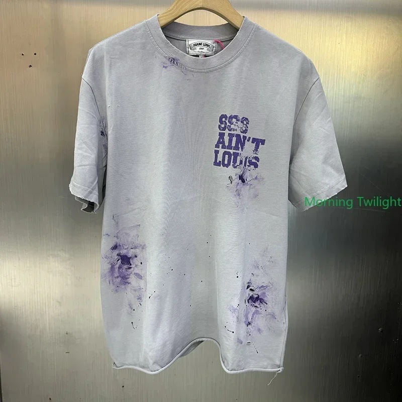 Sssaint Louis Purple Letter Washed Vintage American Style High