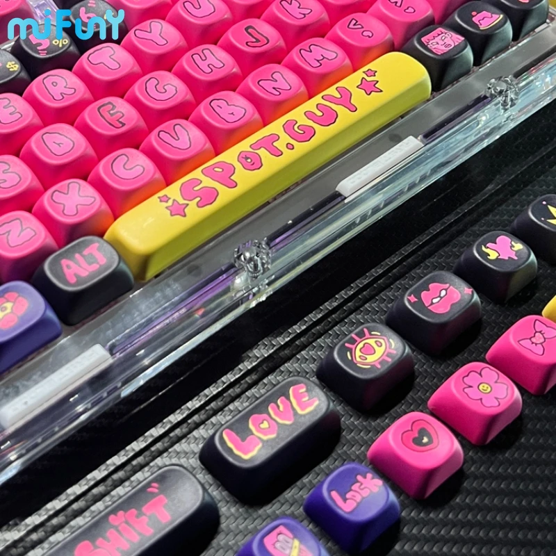 Imagem -05 - Mifuny-piwidesign Spotguy Anime Keycaps Keycap Fullconjunto Pbt Dry Subbed Moa Perfil Ergonômico para Acessórios Teclado Mecânico