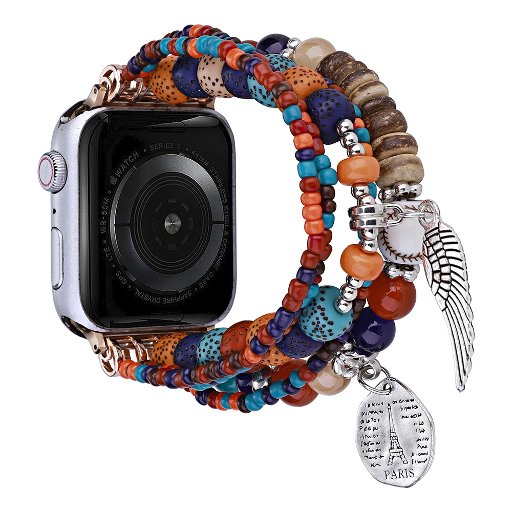 Colorful Beaded Band For Apple Watch Bracelet Women Boho Jewelry Wristband Strap for iWatch Series 8/7/6/5/4/3 41mm 40mm 38mm