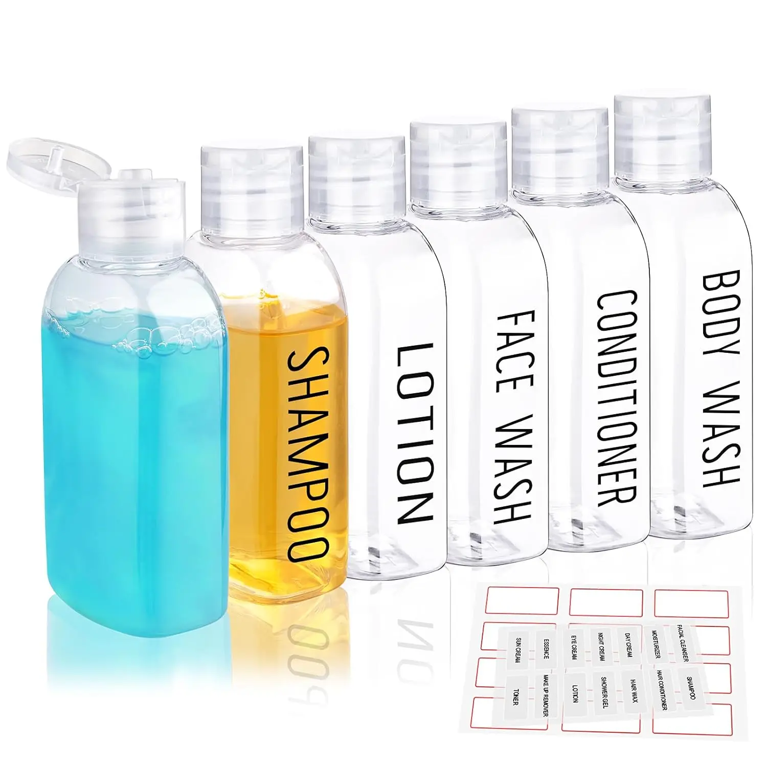 

Travel Bottles for Toiletries 6 PCS 3.4oz/100ml TSA Approved Leak Proof Squeeze Containers with Flip Cap for Shampoo, Lotion