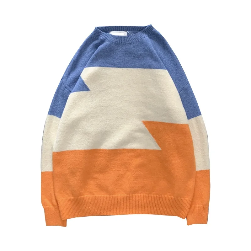 Modny koreański sweter-kurtka z dzianiny w stylu Hong Kong, luźny, casualowy dla mężczyzn, okrągły dekolt, model zimowy, włókno poliestrowe, młodzieżowy, casual...