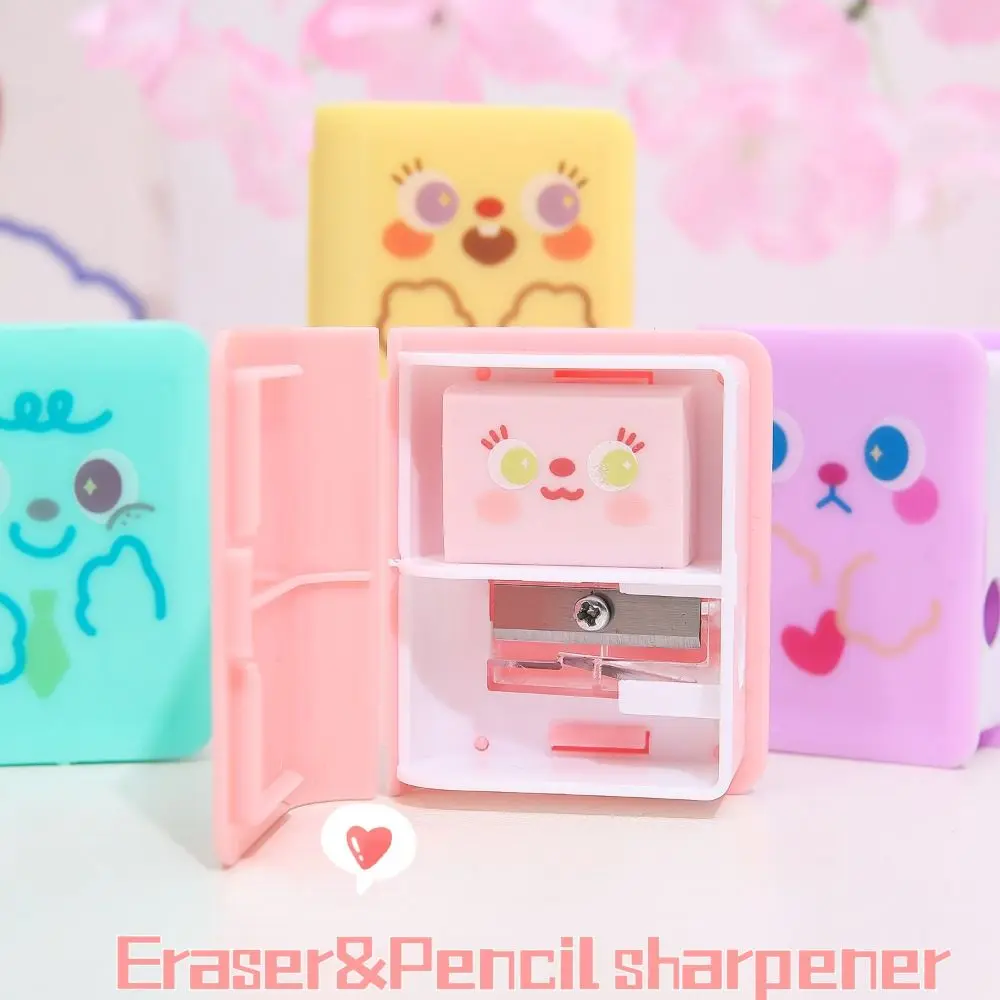 

Book Shape Pencil Eraser Sharpener Set Less Rubber Debris Handwriting Pencil Cutting Tools Sketching Writing Drawing