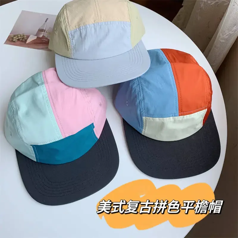 

Korea New 5 Panel Dry-quick Baseball Cap Women Flat-brimmed American Baseball Cap Wide-brimmed Sunscreen Baseball Cap for Men