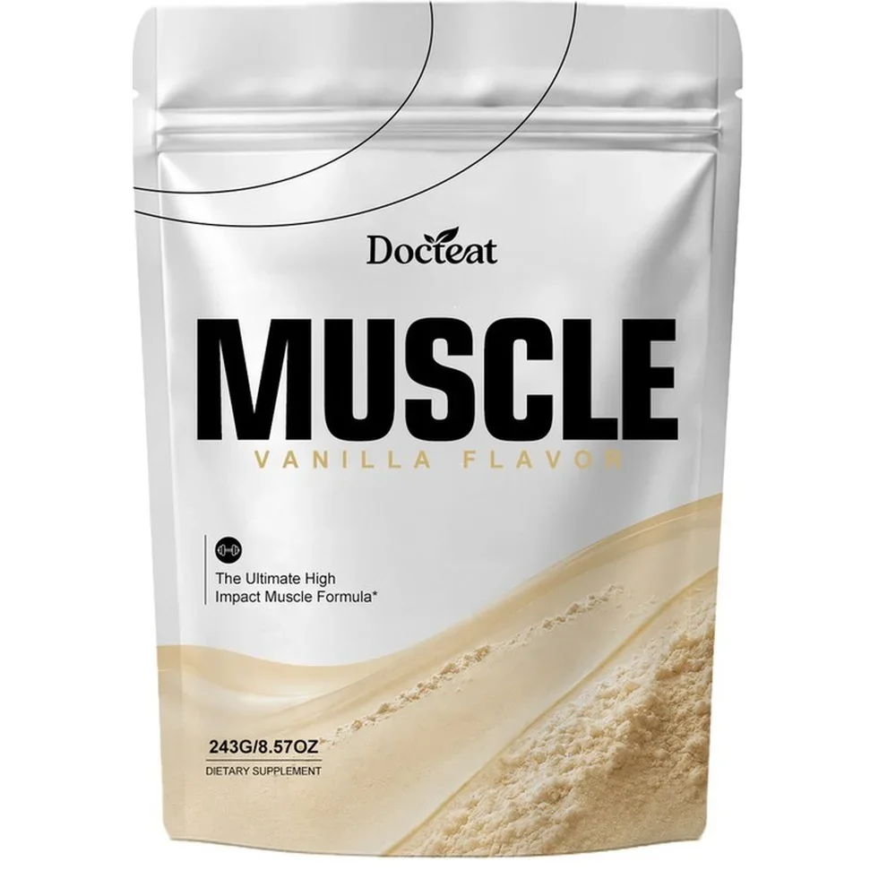 Muscle Powder Vanilla with Whey Protein Hydrolysate, L-Leucine and HMB for Strength and Post-Workout Recovery, 15 Servings