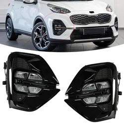 LED Fog Lamp Bumper Driving For KIA Sportage KX5 2019 2020 DRL Daytime Running Light Assembly US Russia Type Car Accessories 12V