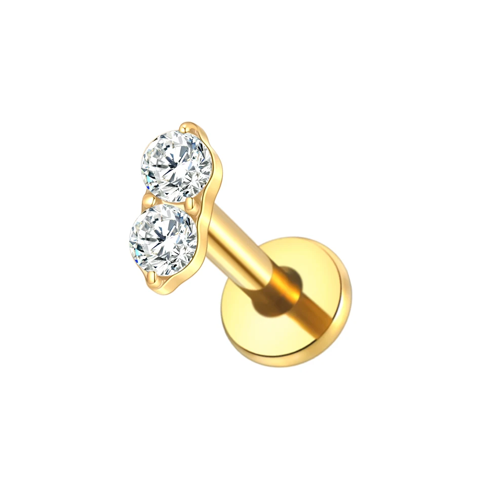 1PC Labret Piercing Titanium Goud Kleur Conch Helix Piercing Stud Oorbel Kubieke Zirkoon Lip Studs Ring Kraakbeen Oorbel Sieraden