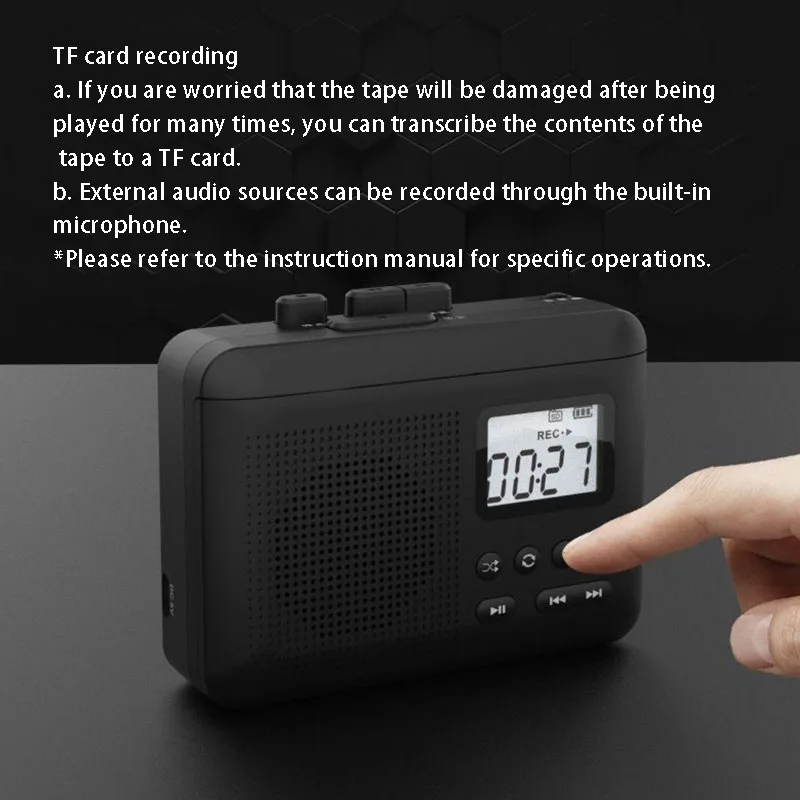 Retro Tape TF Card Player With LCD Screen Display And Headphone Charging Cycle Playback Stereo Walkman Recorder