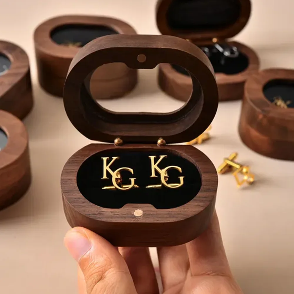 Customized Personalized Letters, Stainless Steel Cufflinks, Wooden Box Packaging, Cufflinks, Suits, Groomsmen