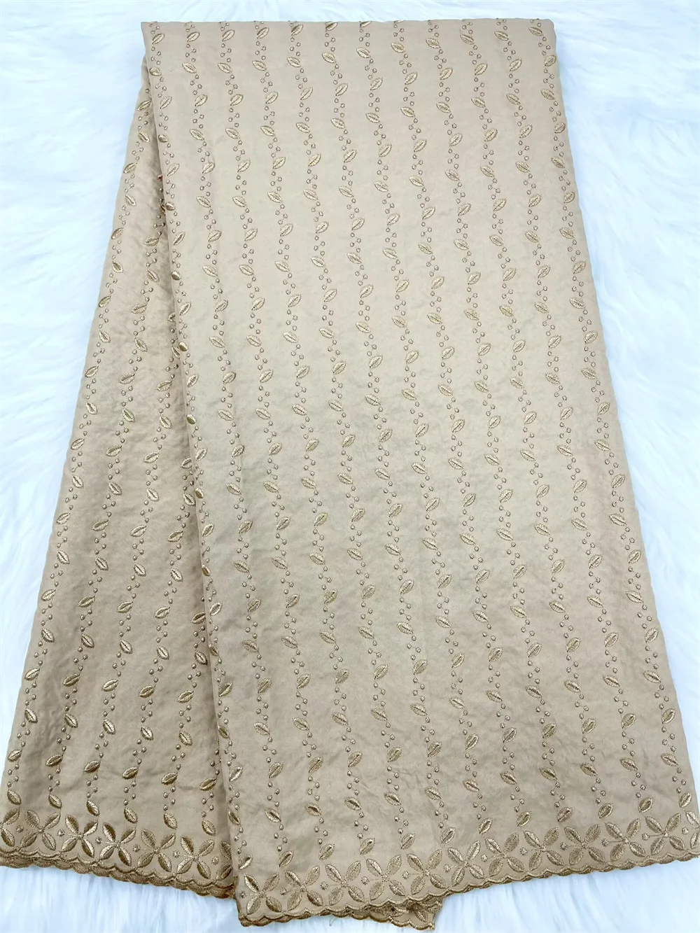 

5 Yards Pure Nigerian 100% Cotton Polish Satin Embroidery Fabric High Quality Swiss Voile Lace Material For Men Dubai Style 31-5