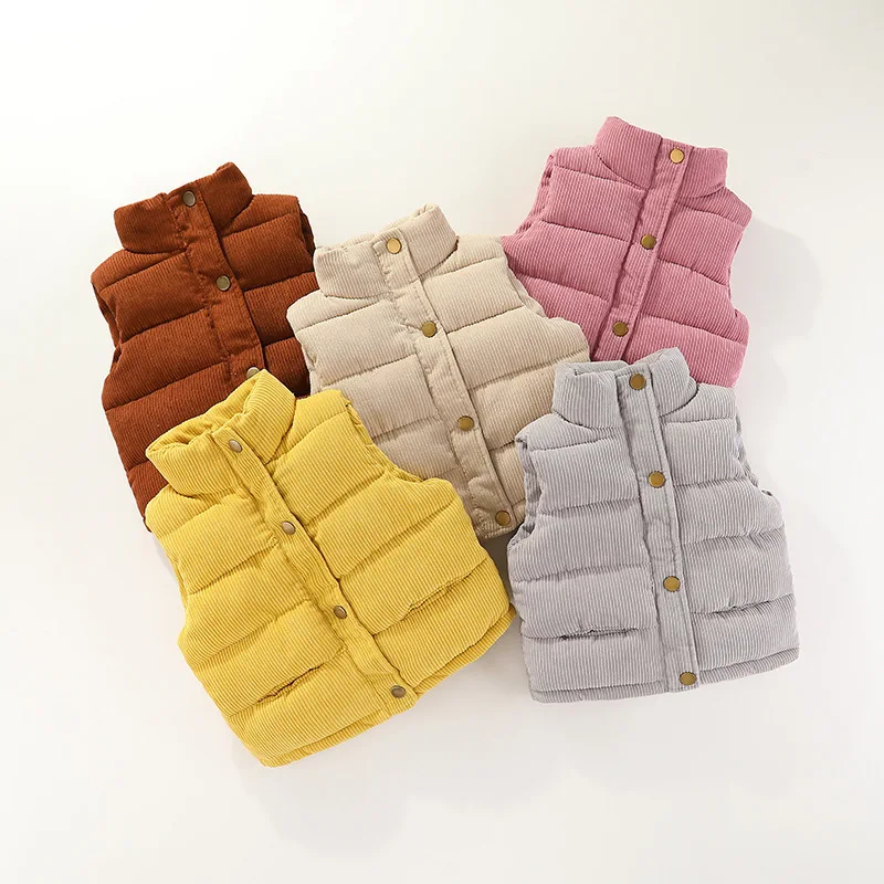 Children Warm Thicken Vest Autumn Baby Cotton Waistcoat Kids Outerwear Coat Children Clothing Boys Girls Corduroy Jackets Vest