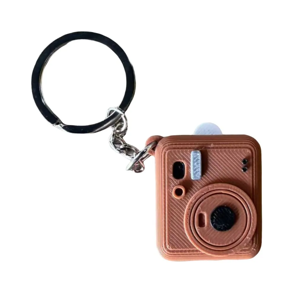 Portable Mini Camera Keychain Metal Key Ring Decorative 3D Print Camera Pendant Lightweight Multipurpose Bag Hanging Ornament