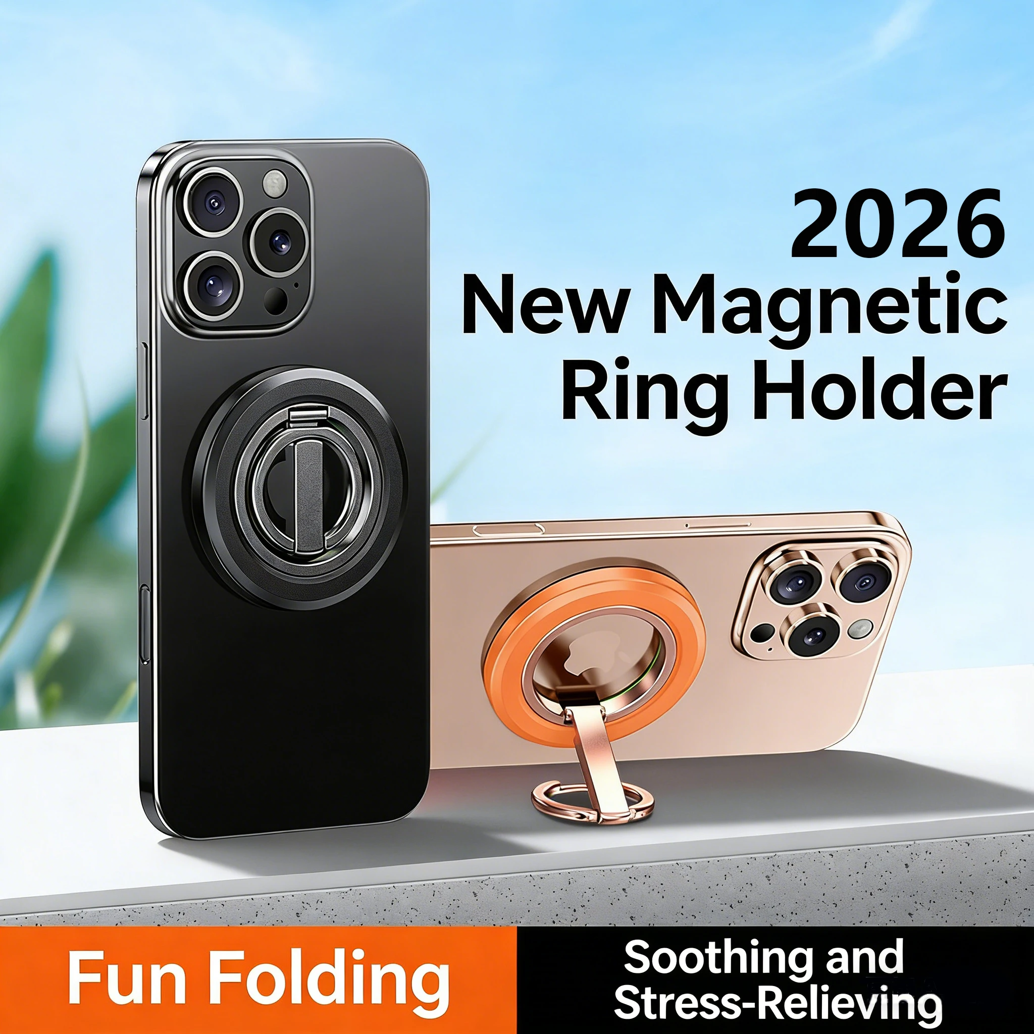 Universal MagSafe Double Sided Strong Magnetic Phone Ring Holder Portable Folding Cellphones Stand Phone Support Bracket Grip