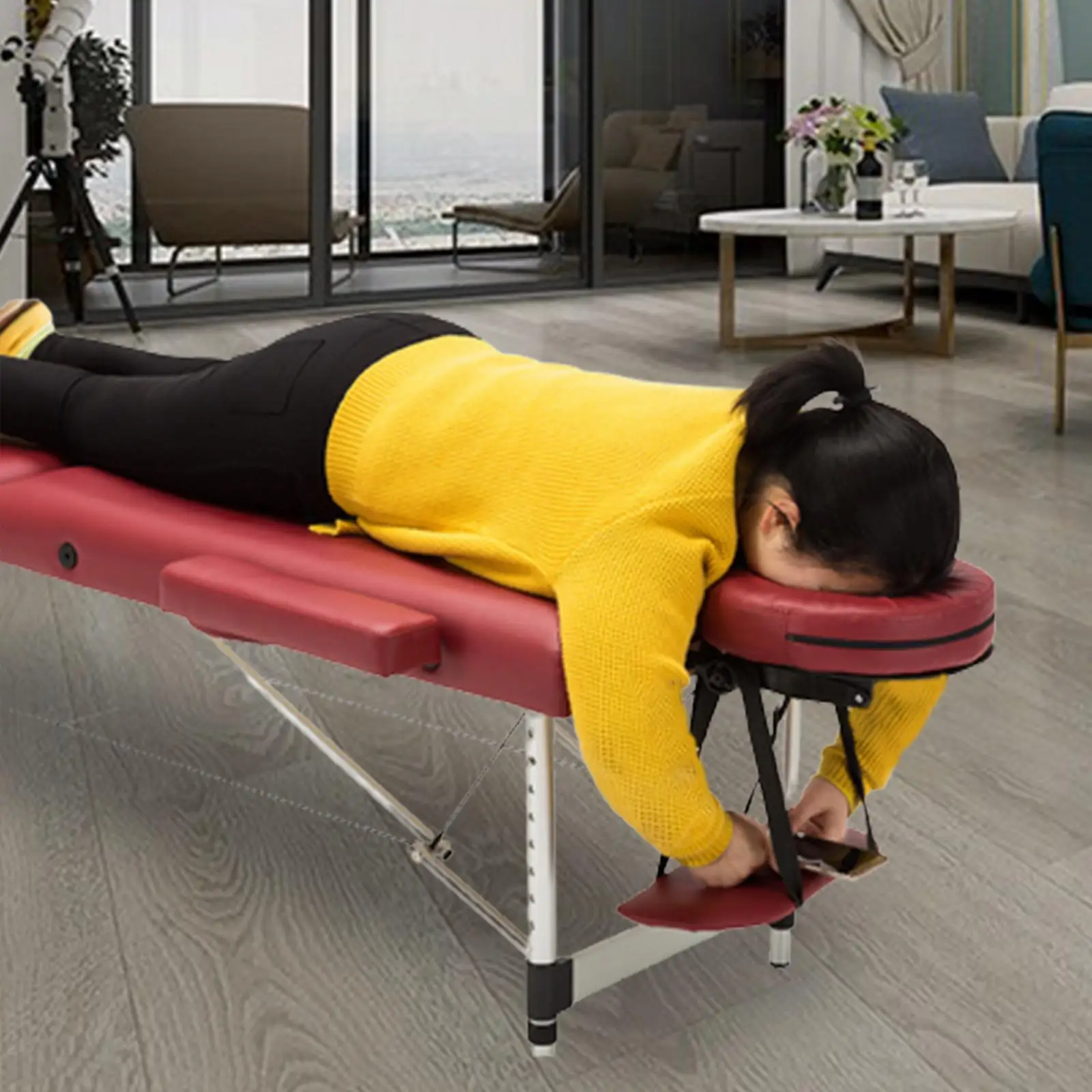 Folding Massage Table Arm Rest Hanging Shelf with Double Sided Fasteners Adjustable Belts for Professional Salon Bed