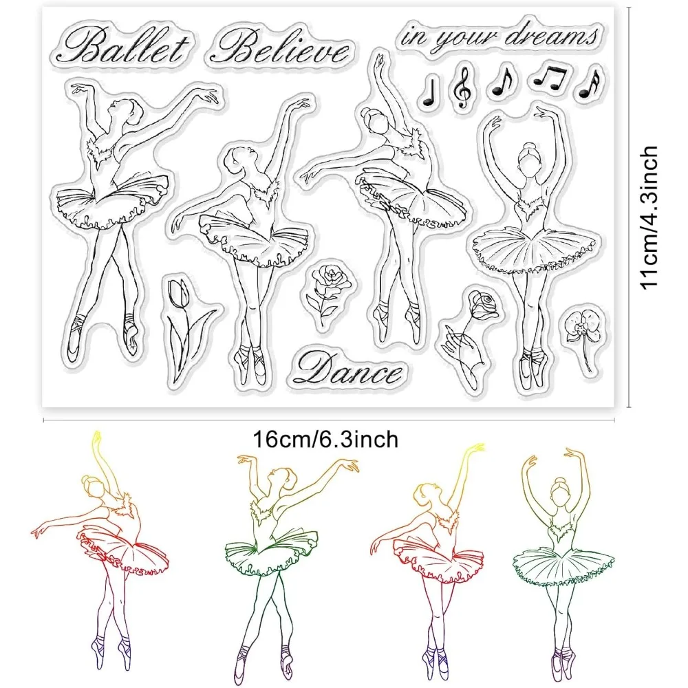Ballet Clear Stamps Ballet Rose Tulipdance Transparent Silicone Stamp Rubber Stamp for Scrapbooking Birthday oto Album