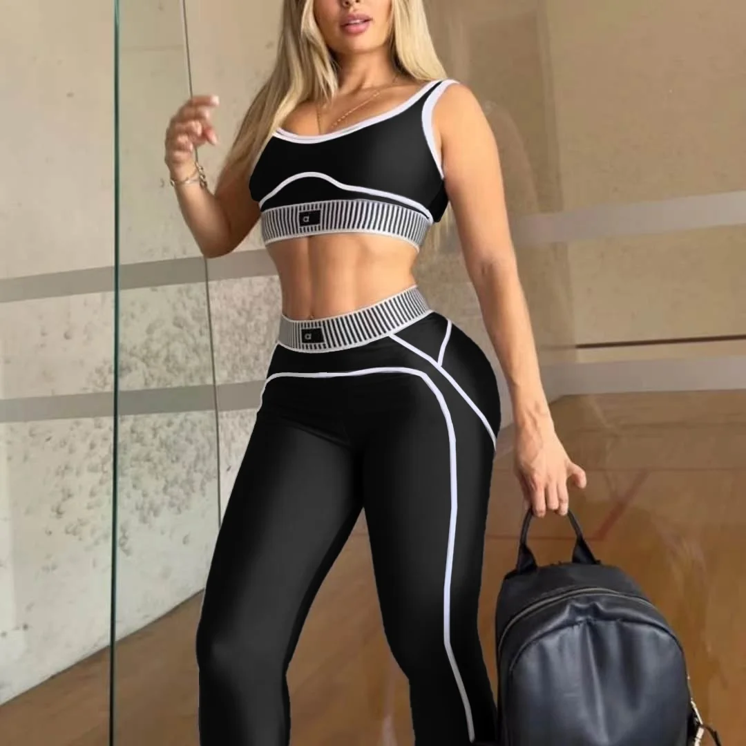 Conjunto de dos piezas de pantalones sin mangas antigolpes de alta resistencia para deportes de ocio para mujer novedad de verano 2025