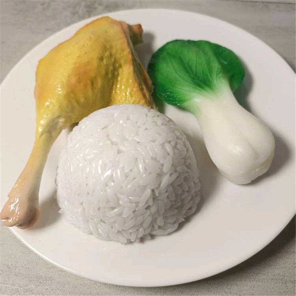 

fake food props hotel restaurant dining room shop store decoration artificial Simulation chicken Drumstick Pakchoi rice model