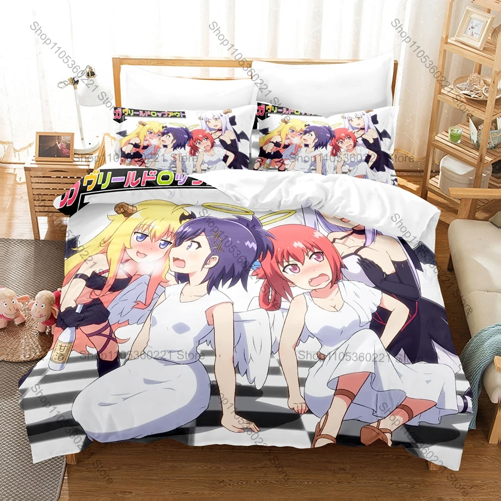 Cool Icon Gabriel & Satania Graphic Gabriel Dropout Anime Bedroom Decor Bedding Duvet Cover + 2 Pillowcases Anime Fan Room Decor