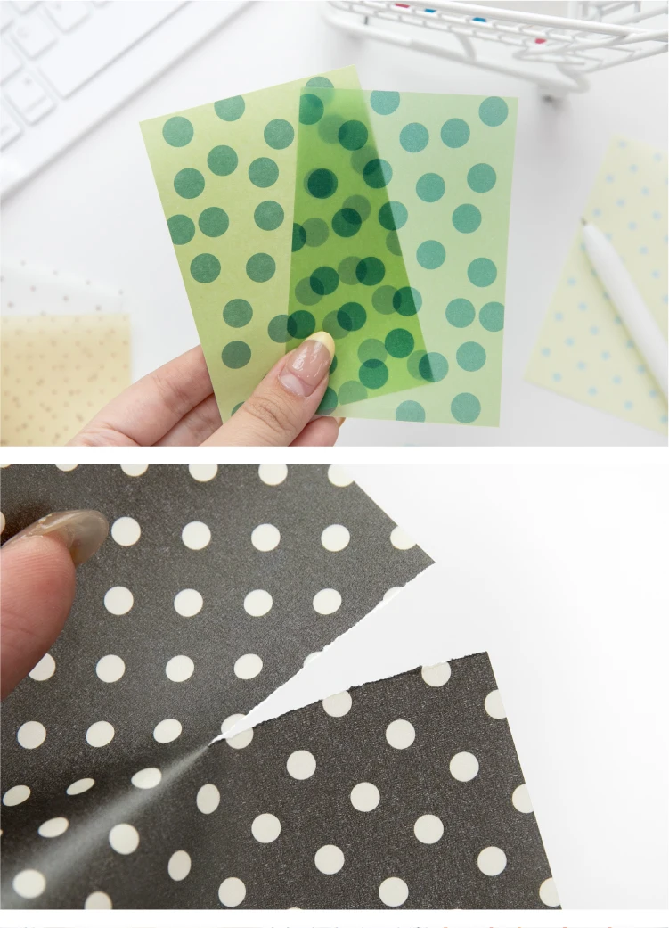 Journal GO 32 Stück Polka Dot Waltz Vintage Dots Dual Material Paper Kreatives DIY Junk Journal Collage Scrapbooking Hintergrund DIY – Detail 9