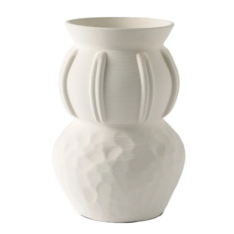 

3D printed ceramic plain white vase modern simplicity