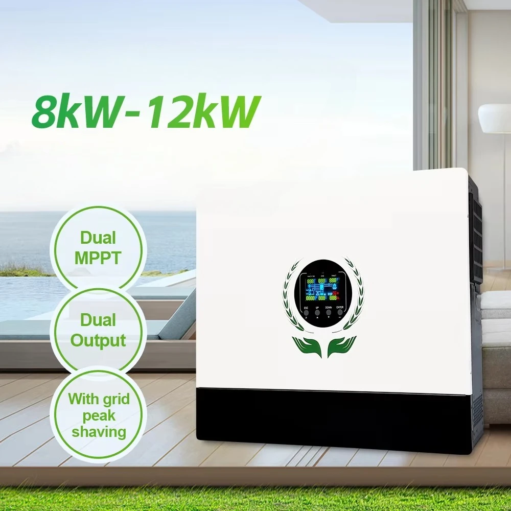 CKMINE Dual  Dual Output Hybrid Solar Energy Inverter 8KW 10KW 12KW on Off Grid  550VDC 48V 220V 230V for Home