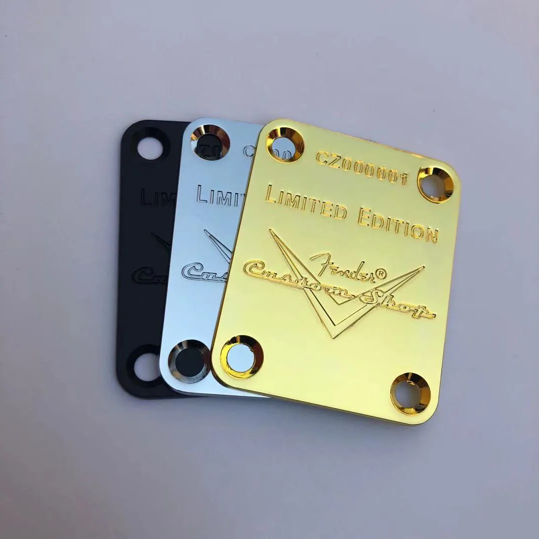 LIMITED EDITION Custom Shop Neck Joint Plate Chrome/Gold/Black Guitar Neck Plate for ST/Tele Electric Guitar Including Screws