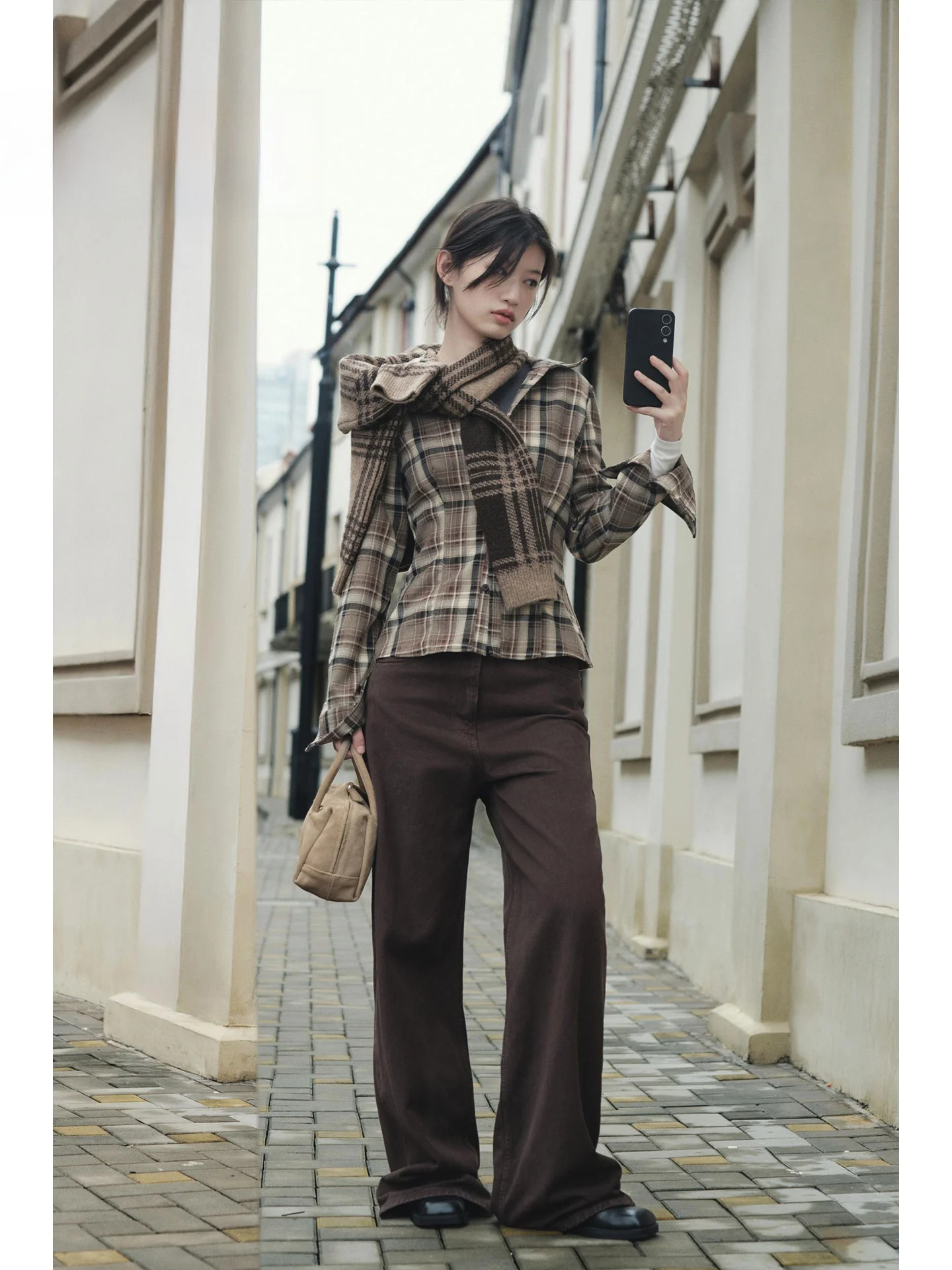 Faionable Plaid Long Sve Slim Fit irt, женская повседневная одежда премиум-класса с затягивающей талией, зима 2021, женская одежда премиум-класса