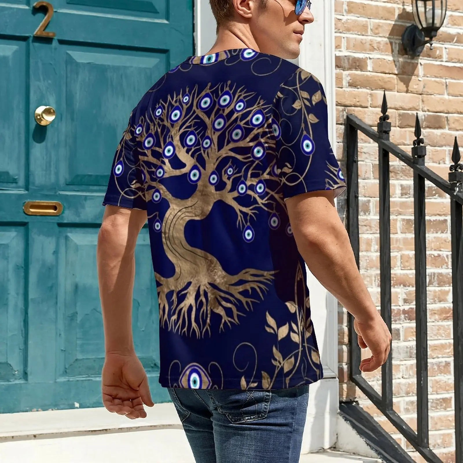 Evil Eye T Shirt Greek Amulet Vintage T Shirts Men Casual Tee Shirt Original Short-Sleeve Graphic Tops Big Size