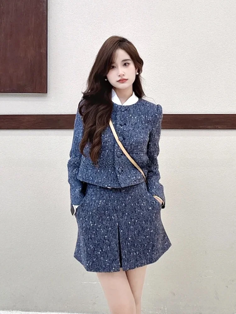 

Faionable Ретро разноцветный твидовый комплект ort Coat f Юбка SP Домашняя осень Новый Sle Высококачественные ощущения Полиэфирное волокно