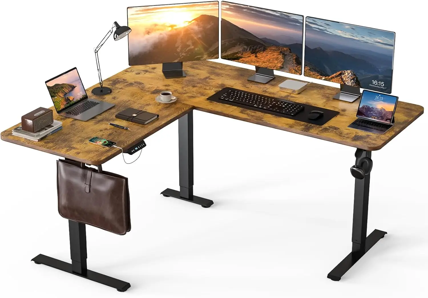 

63 * 55 inch L Shaped Electric Adjustable Height Standing Desk, Corner Stand Up Desk