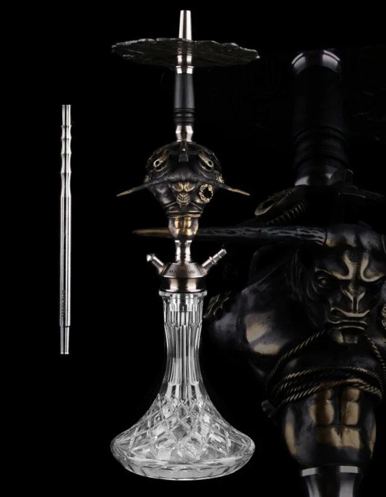 Maklaud Tumbra Tomku Hookah Shisha Maklaud Minotaur 304 Stainless Steel Large Hookah with Glass Bottle Single Hose