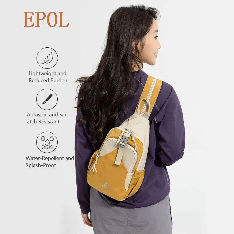 EPOL Women's Chest Bag Ultra-Light Large Capacity Outdoor Phone Bags 2026 Hiking Multi-Function Small Travel Backpacks 3068-20