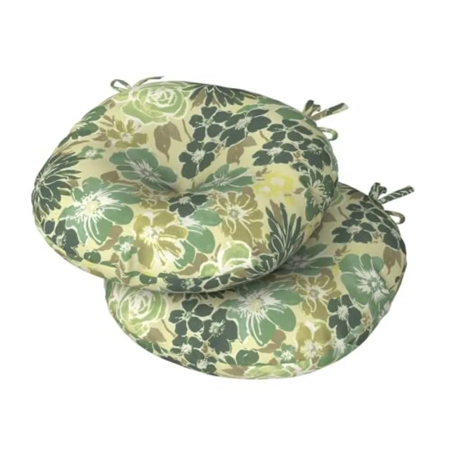 

Комплект из 2 круглых подушек для уличных стульев 38x38x10 см с завязками, водоотталкивающие, с тафтингом, для бистро-стульев, толстые подушки для сидений для патио