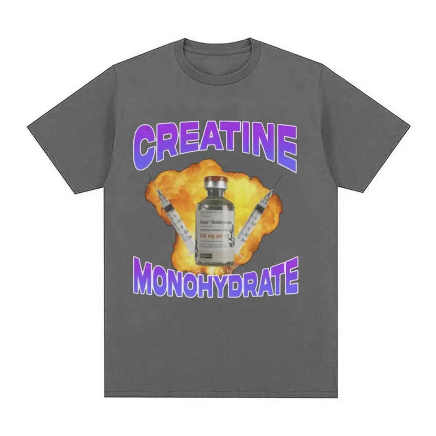 Creatine Monohydrate Funny Meme Graphic T Shirt Men\'s Women Fashion Vintage T-shirts 100% Cotton Short Sleeve Oversized T-shirt