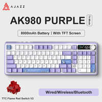 Ajazz AK980 Gaming Mechanical Keyboard with Color Screen 98 Keys RGB Bluetooth Wireless Keyboard Gamer 8000mAh For PC Laptop