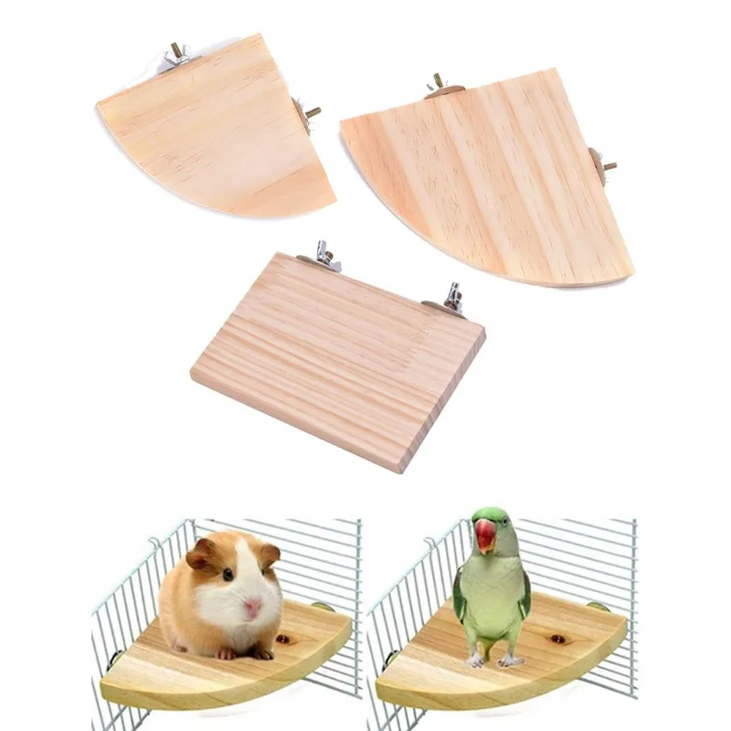 Parrot Bird Wood Perch Stand Platform Rectangle Fan-shaped Shelf Stand Board For Cockatiel Hamster Gerbil Rat Budgie Parakeet