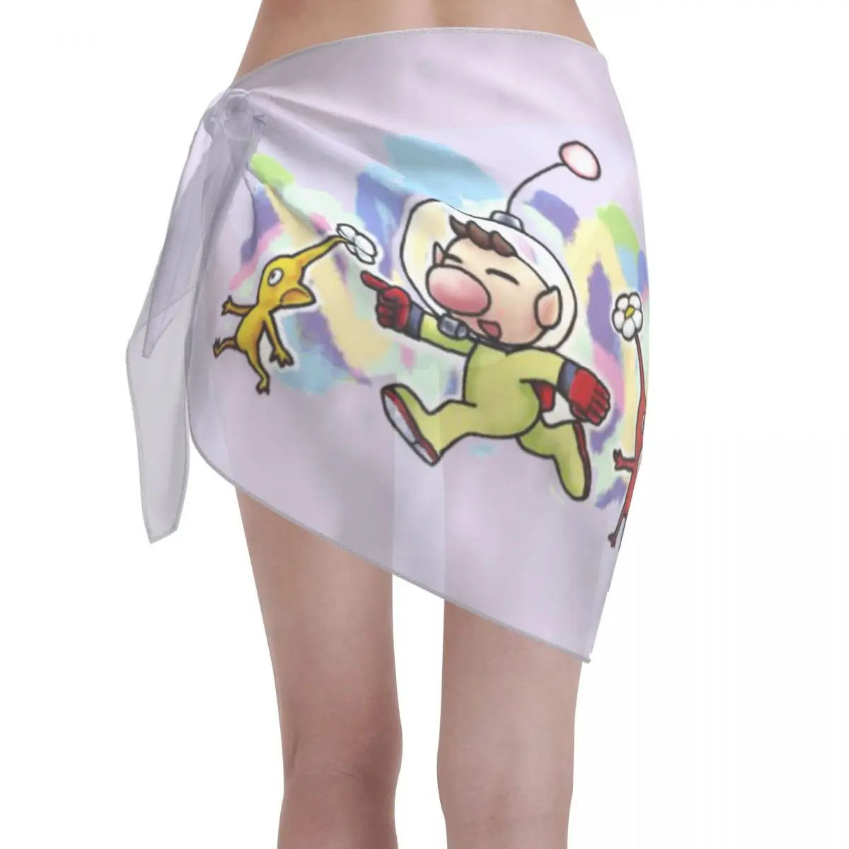 Personalizzato Cool Pikmins Anime Cartoon Abito da spiaggia casual Decora videogiochi Donna Sarongs corti Avvolgente da spiaggia per costumi da bagno