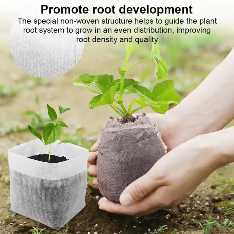 【Peace】100pcs Biodegradable Seed Nursery Bags, Non-Woven Plants GrowBags, Fabric Seedling Pots Plants Pouch, Home Garden Supply