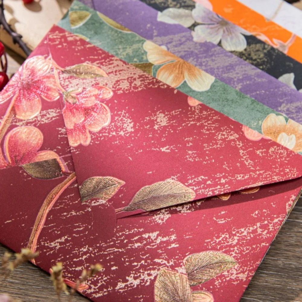 

5pcs Aesthetic Envelope Set Retro European Floral Butterfly Envelopes for Letters 3D Relief Envelop Student Supplies