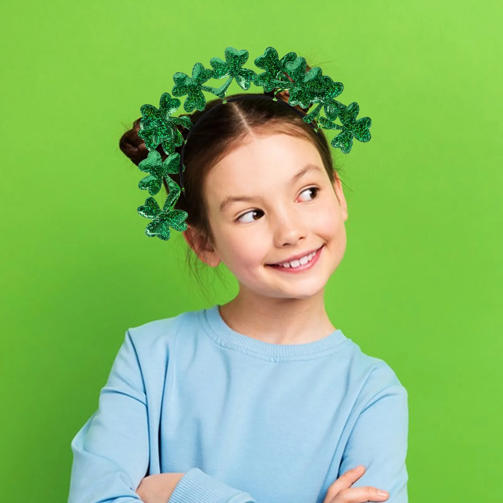 

Лазерная резка: повязка на голову с листьями, украшенная зелеными клеверами, для празднования Дня Святого Патрика, ирландского фестиваля, костюма