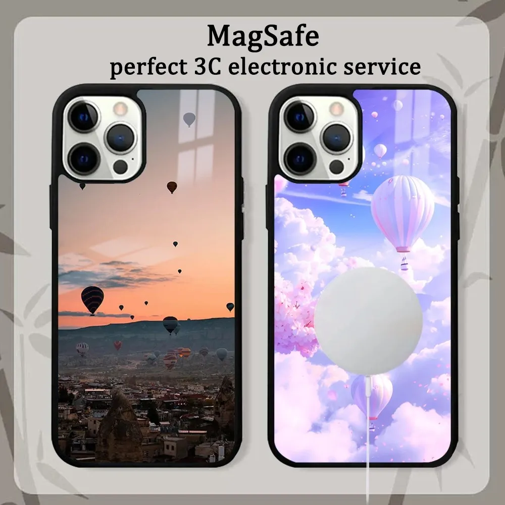 Romantic Creative Hot Air Balloon  Phone Case For iPhone16 15 14 13 12 11 Pro Max Plus Mini Mirror Magnetic Cover