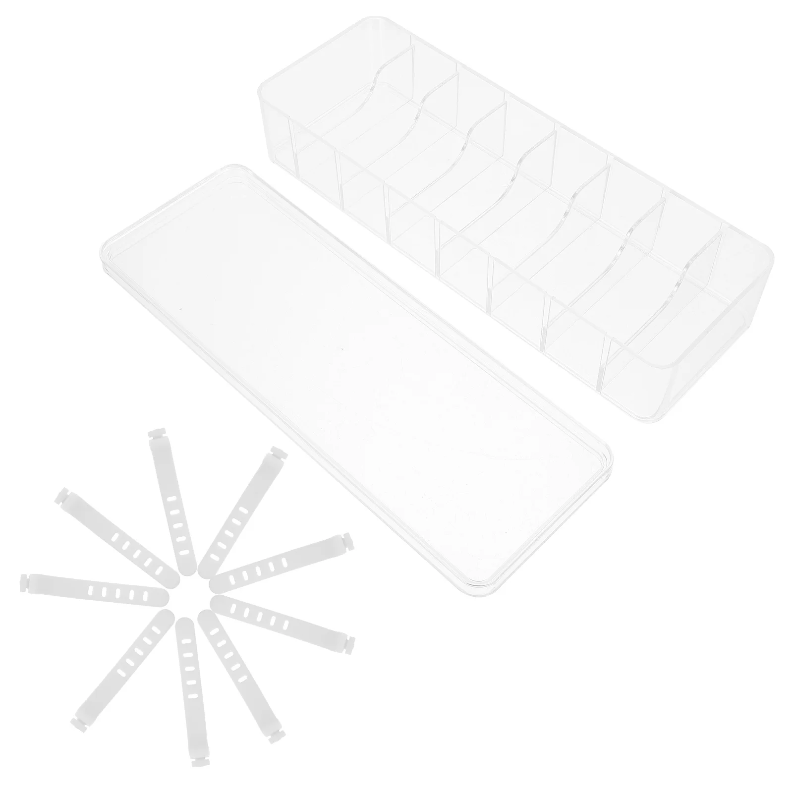 

1Set Data Cable Storage Box Clear Cord Organizer Box Durable Plastic Separate Section Cable Management Storage Case for Office