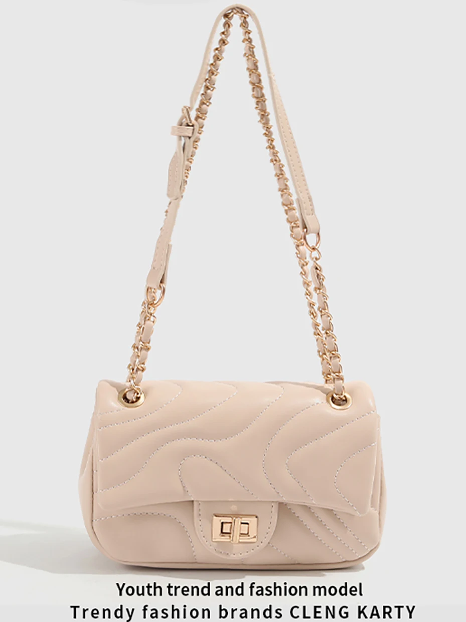 

Новая женская сумка через плечо 2025 года, маленькая сумка на цепочке, модный дизайн, универсальная сумка для повседневного использования, из искусственной кожи, средней жесткости