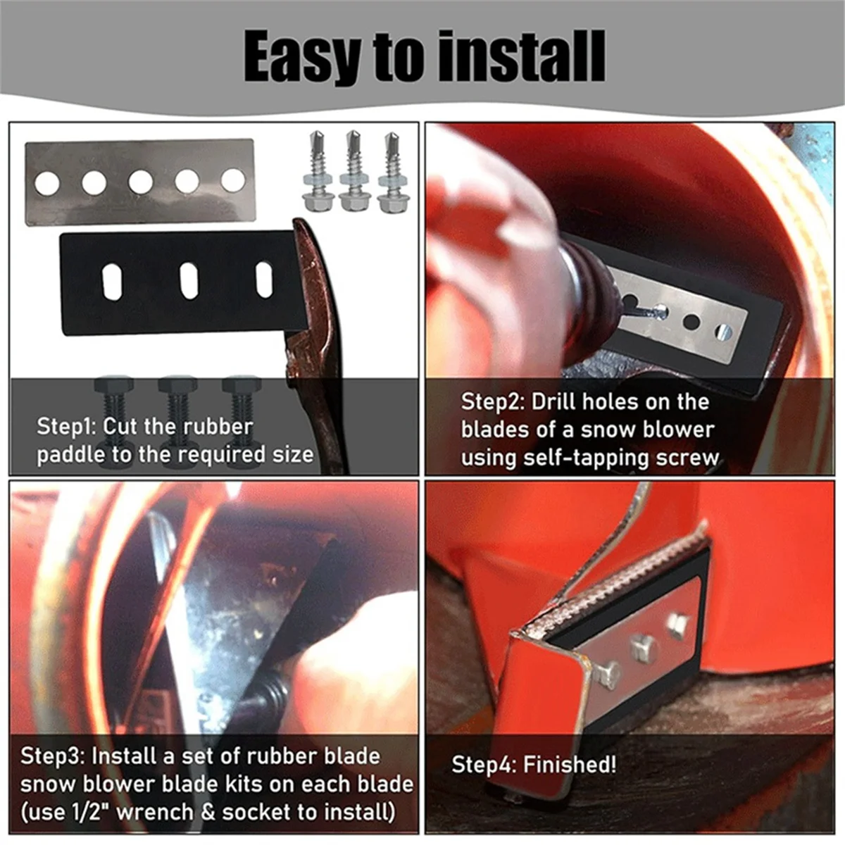 Новое поступление, комплект модификации крыльчатки снегоочистителя - 1/4 дюйма, универсальный, с 3 лезвиями, для модификации 2-ступенчатой машины