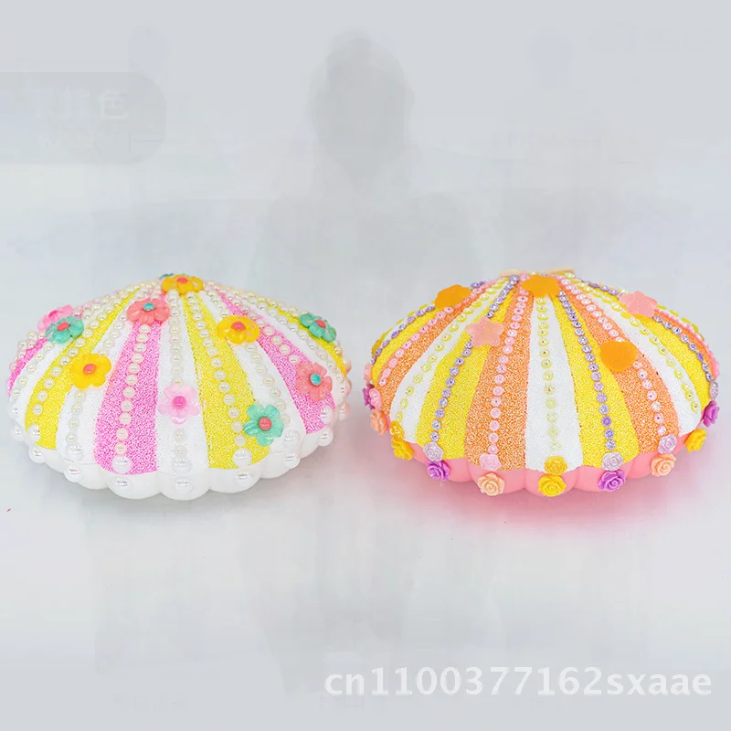 DIY Handmade Colorful Flash Shell Music Box Creative Gift for Little Girls Birthday Plastic Material White Pink Purple Sets