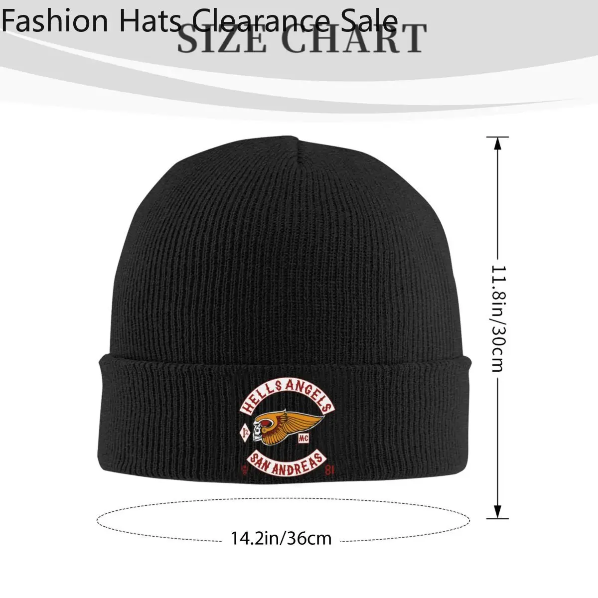 Hells Angels Logo Warm Knitted Cap Hip Hop Bonnet Hat Autumn Winter Outdoor Beanies Hats for Unisex Adult