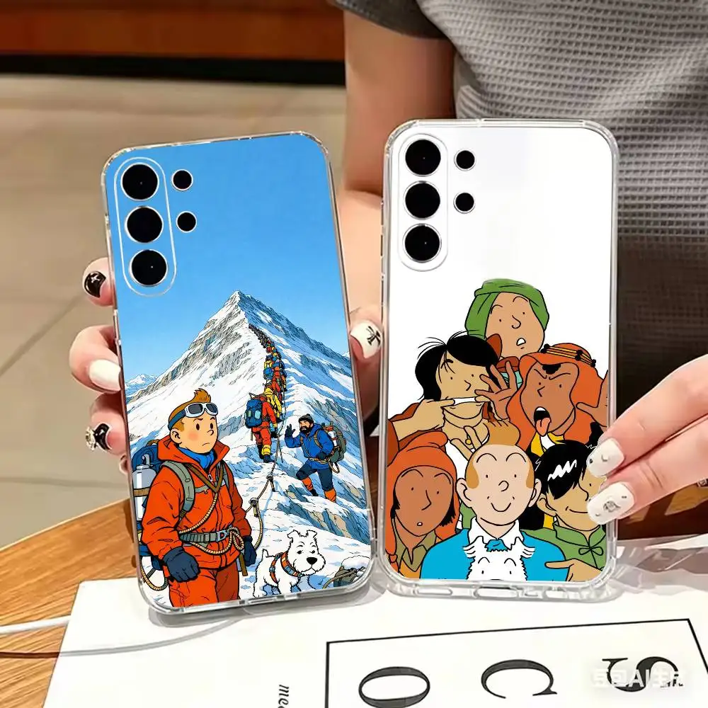 Classic-eexplorer Tintin-in  Transparent TPU Shockproof Protection Phone Case For Samsung S 25,24,23,22,30,21,10,9,Ultra,Plus,Li