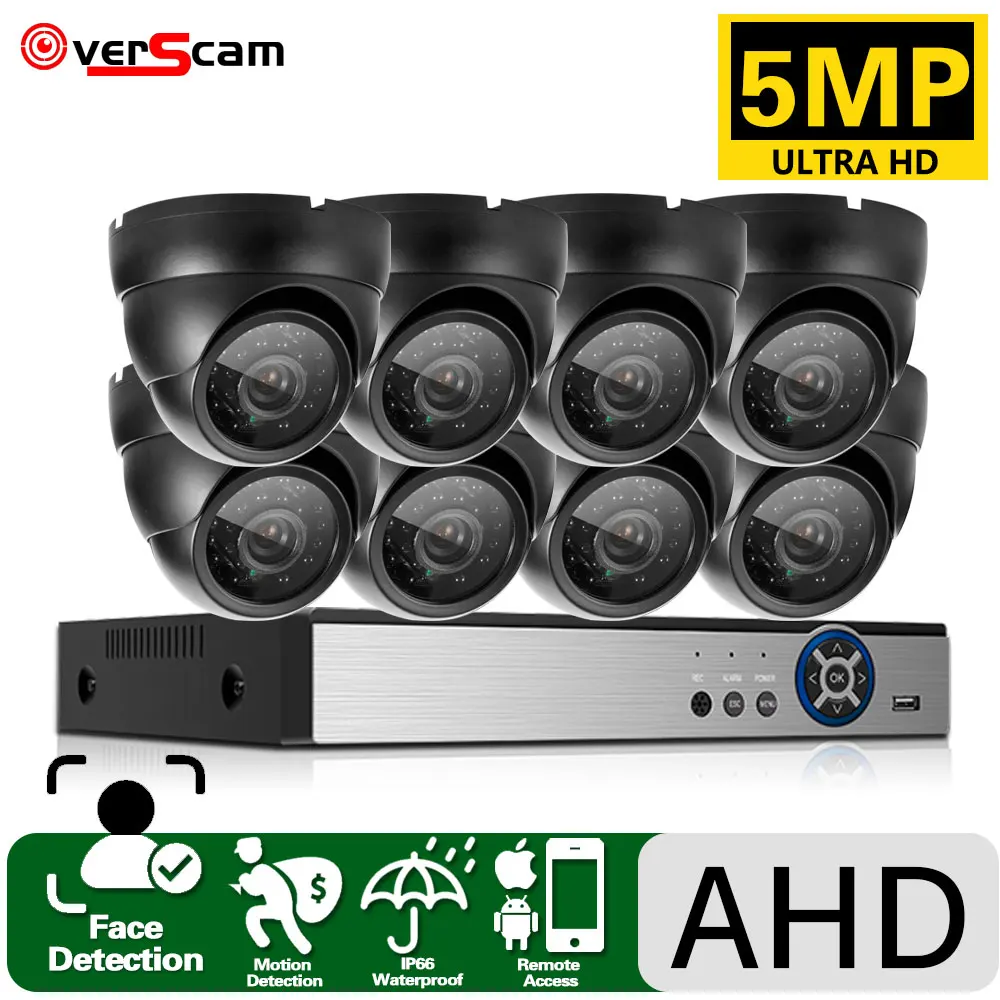 

AHD CCTV Camera Security System Kit 5MP 8CH DVR Kit Indoor Home Face Detection Analog Dome Camera Video Surveillance System Set