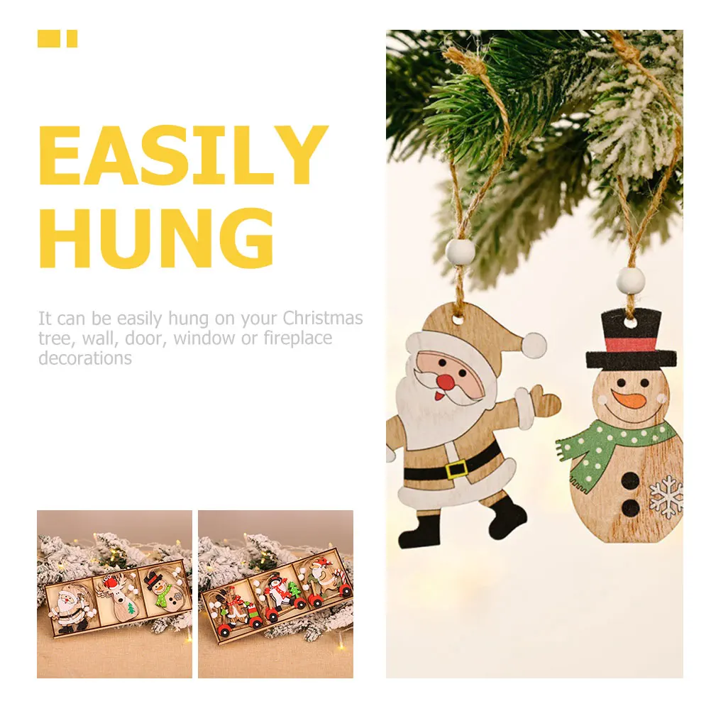 

18 Pcs Christmas Decoration Pendant Mini Wood Ornaments Hanging Wooden Home Cute Holiday Small